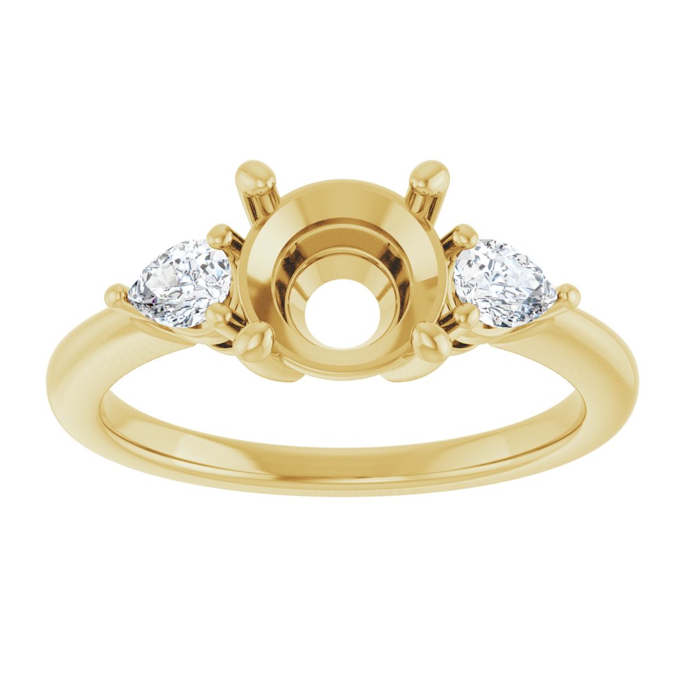 14K Yellow Gold 7.4 mm Round 1/4 CTW Lab-Grown Diamond Semi-Set Engagement Ring