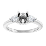 14K White Gold 7 x 5 mm Oval 1/4 CTW Lab-Grown Diamond Semi-Set Engagement Ring