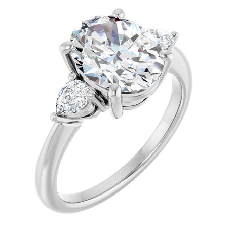 14K White Gold 10 x 8 mm Oval 1/4 CTW Natural Diamond Semi-Set Engagement Ring