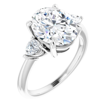 14K White Gold 11 x 9 mm Oval 1/4 CTW Lab-Grown Diamond Semi-Set Engagement Ring