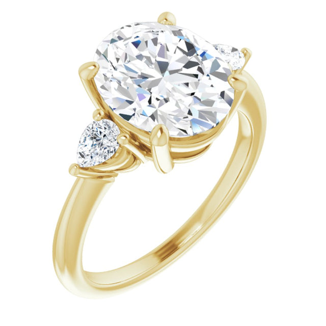 14K Yellow Gold 11 x 9 mm Oval 1/4 CTW Lab-Grown Diamond Semi-Set Engagement Ring