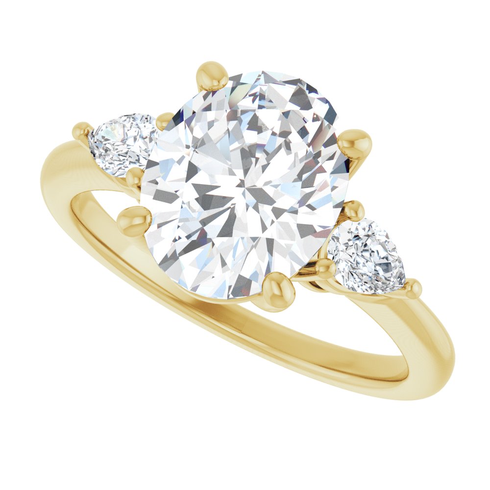 14K Yellow Gold 10 x 8 mm Oval 1/4 CTW Lab-Grown Diamond Semi-Set Engagement Ring