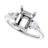 14K White Gold 9 x 7 mm Emerald 1/4 CTW Natural Diamond Semi-Set Engagement Ring