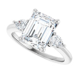 14K White Gold 9 x 7 mm Emerald 1/4 CTW Natural Diamond Semi-Set Engagement Ring