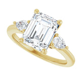 14K Yellow Gold 9 x 7 mm Emerald 1/4 CTW Natural Diamond Semi-Set Engagement Ring