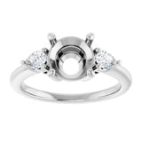 14K White Gold 8 mm Round 1/4 CTW Natural Diamond Semi-Set Engagement Ring