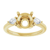14K Yellow Gold 8 mm Round 1/4 CTW Natural Diamond Semi-Set Engagement Ring