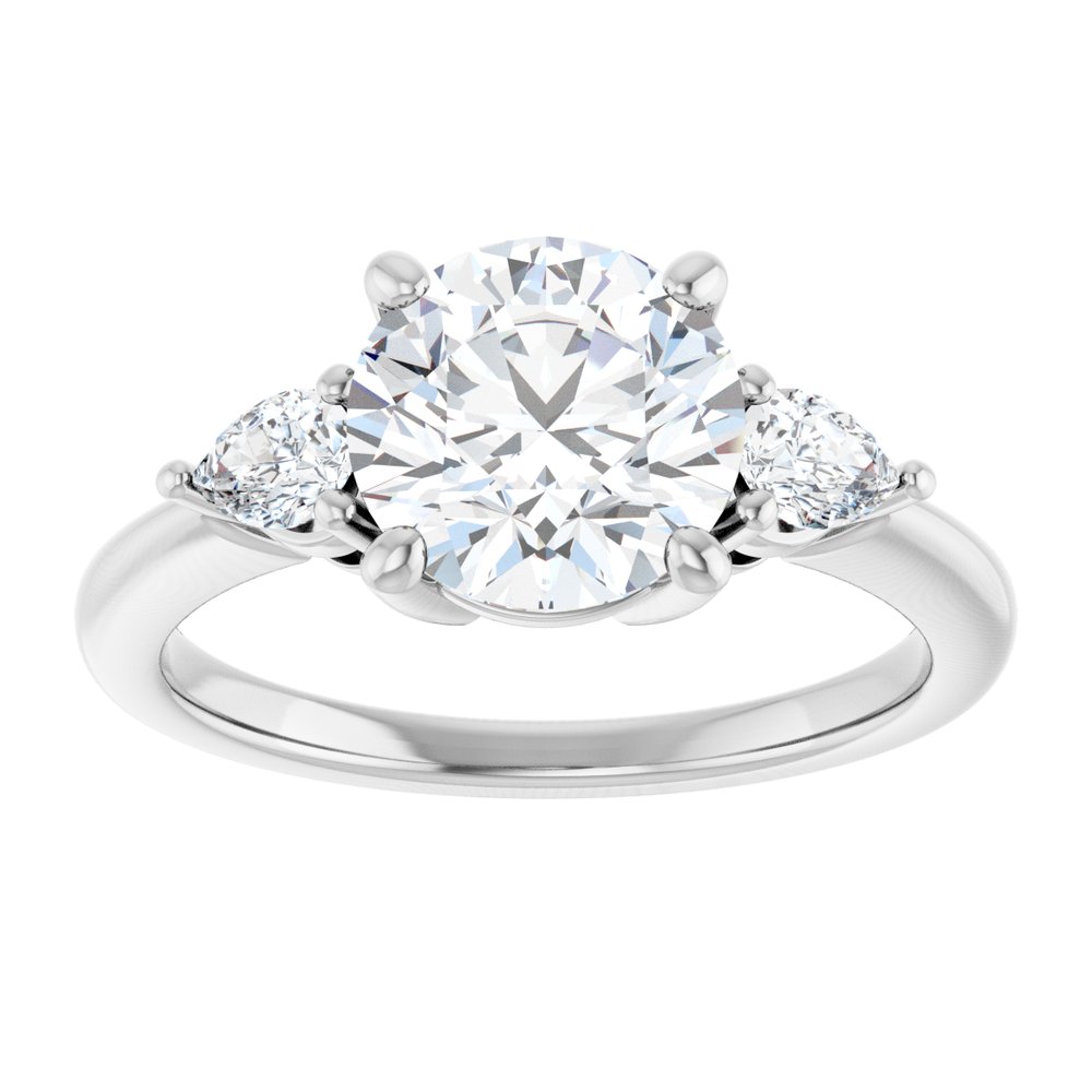 14K White Gold 8 mm Round 1/4 CTW Natural Diamond Semi-Set Engagement Ring