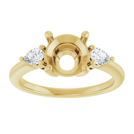14K Yellow Gold 8 mm Round 1/4 CTW Natural Diamond Semi-Set Engagement Ring