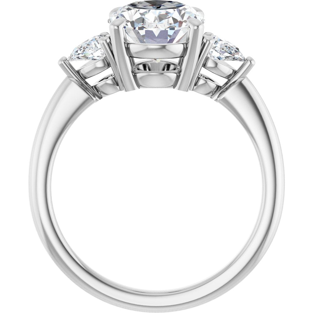 14K White Gold 10 x 8 mm Oval 1/4 CTW Natural Diamond Semi-Set Engagement Ring
