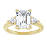 14K Yellow Gold 9 x 7 mm Emerald 1/4 CTW Natural Diamond Semi-Set Engagement Ring