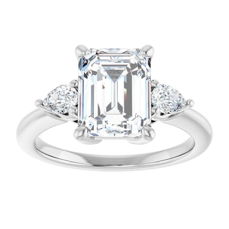 14K White Gold 9 x 7 mm Emerald 1/4 CTW Natural Diamond Semi-Set Engagement Ring
