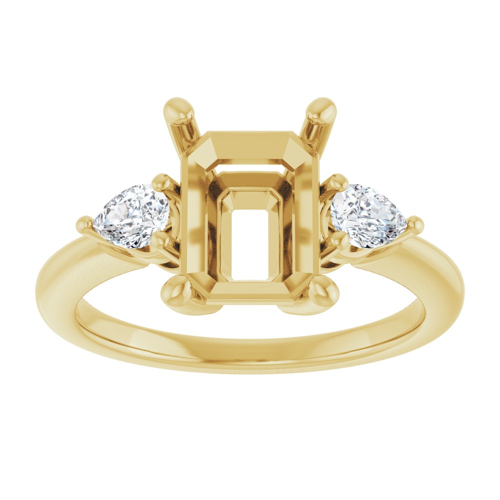 14K Yellow Gold 9 x 7 mm Emerald 1/4 CTW Natural Diamond Semi-Set Engagement Ring