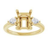 14K Yellow Gold 9 x 7 mm Emerald 1/4 CTW Natural Diamond Semi-Set Engagement Ring