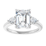 14K White Gold 9 x 7 mm Emerald 1/4 CTW Natural Diamond Semi-Set Engagement Ring