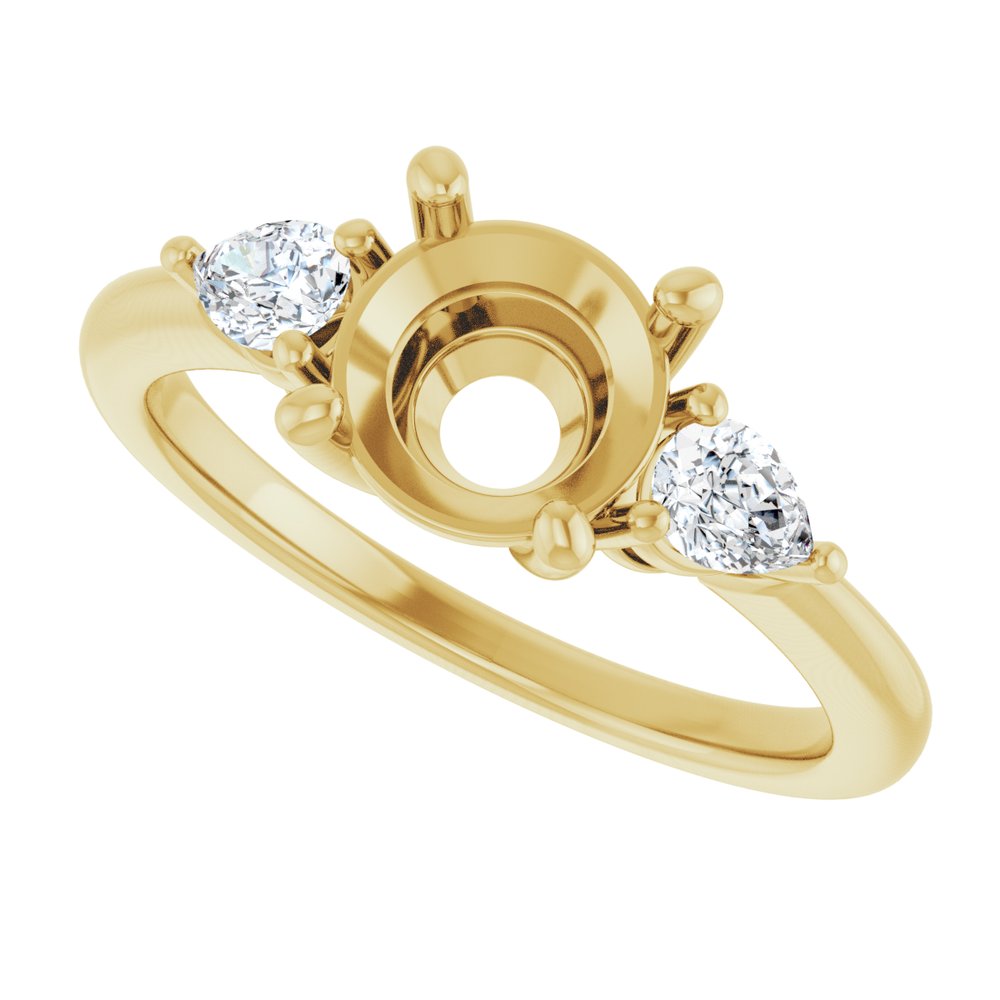 14K Yellow Gold 7.4 mm Round 1/4 CTW Lab-Grown Diamond Semi-Set Engagement Ring