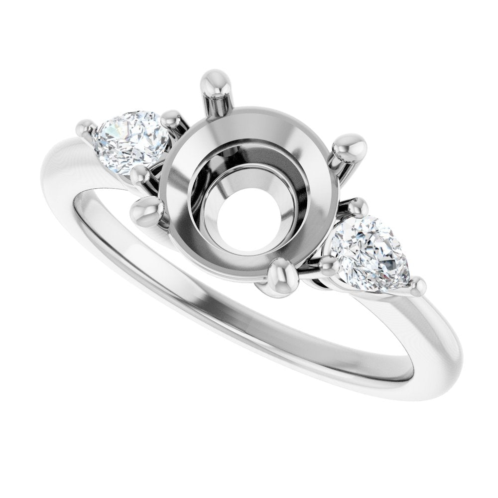 14K White Gold 8 mm Round 1/4 CTW Natural Diamond Semi-Set Engagement Ring