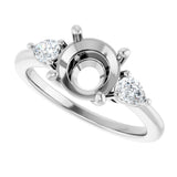 14K White Gold 8 mm Round 1/4 CTW Natural Diamond Semi-Set Engagement Ring