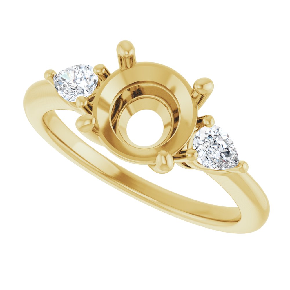 14K Yellow Gold 8 mm Round 1/4 CTW Natural Diamond Semi-Set Engagement Ring