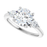 14K White Gold 8 mm Round 1/4 CTW Natural Diamond Semi-Set Engagement Ring