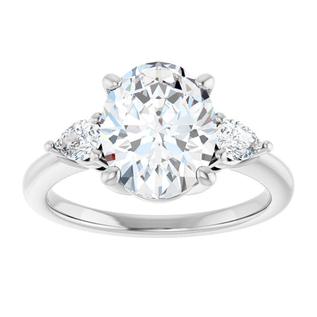 14K White Gold 10 x 8 mm Oval 1/4 CTW Natural Diamond Semi-Set Engagement Ring