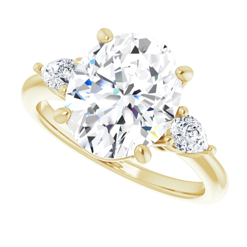 14K Yellow Gold 11 x 9 mm Oval 1/4 CTW Lab-Grown Diamond Semi-Set Engagement Ring