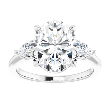 14K White Gold 11 x 9 mm Oval 1/4 CTW Lab-Grown Diamond Semi-Set Engagement Ring