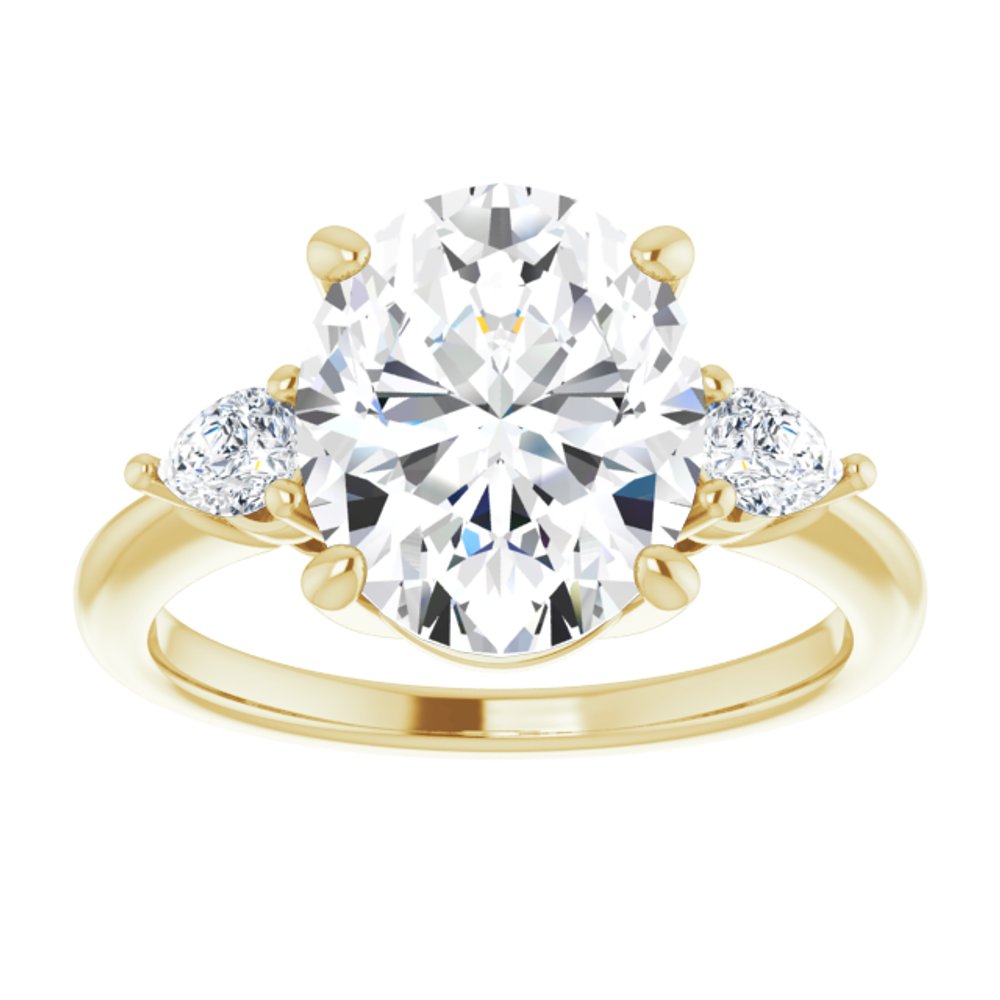 14K Yellow Gold 11 x 9 mm Oval 1/4 CTW Lab-Grown Diamond Semi-Set Engagement Ring