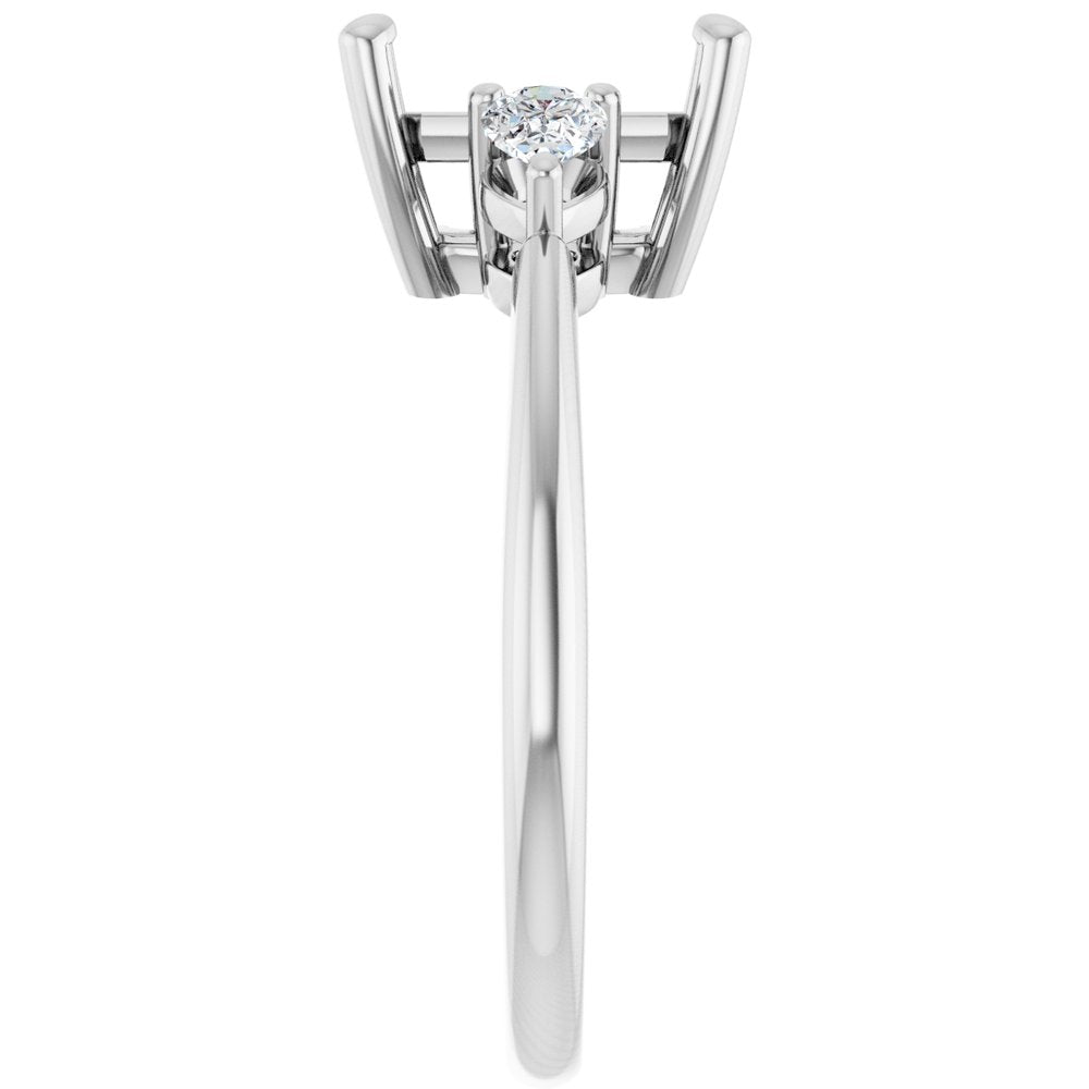 14K White Gold 9 x 7 mm Emerald 1/4 CTW Natural Diamond Semi-Set Engagement Ring