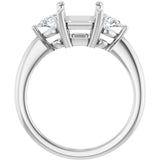 14K White Gold 9 x 7 mm Emerald 1/4 CTW Natural Diamond Semi-Set Engagement Ring