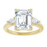 14K Yellow Gold 10 x 8 mm Emerald 1/4 CTW Lab-Grown Diamond Semi-Set Engagement Ring