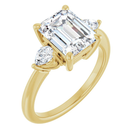 14K Yellow Gold 9 x 7 mm Emerald 1/4 CTW Natural Diamond Semi-Set Engagement Ring