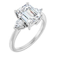14K White Gold 9 x 7 mm Emerald 1/4 CTW Natural Diamond Semi-Set Engagement Ring