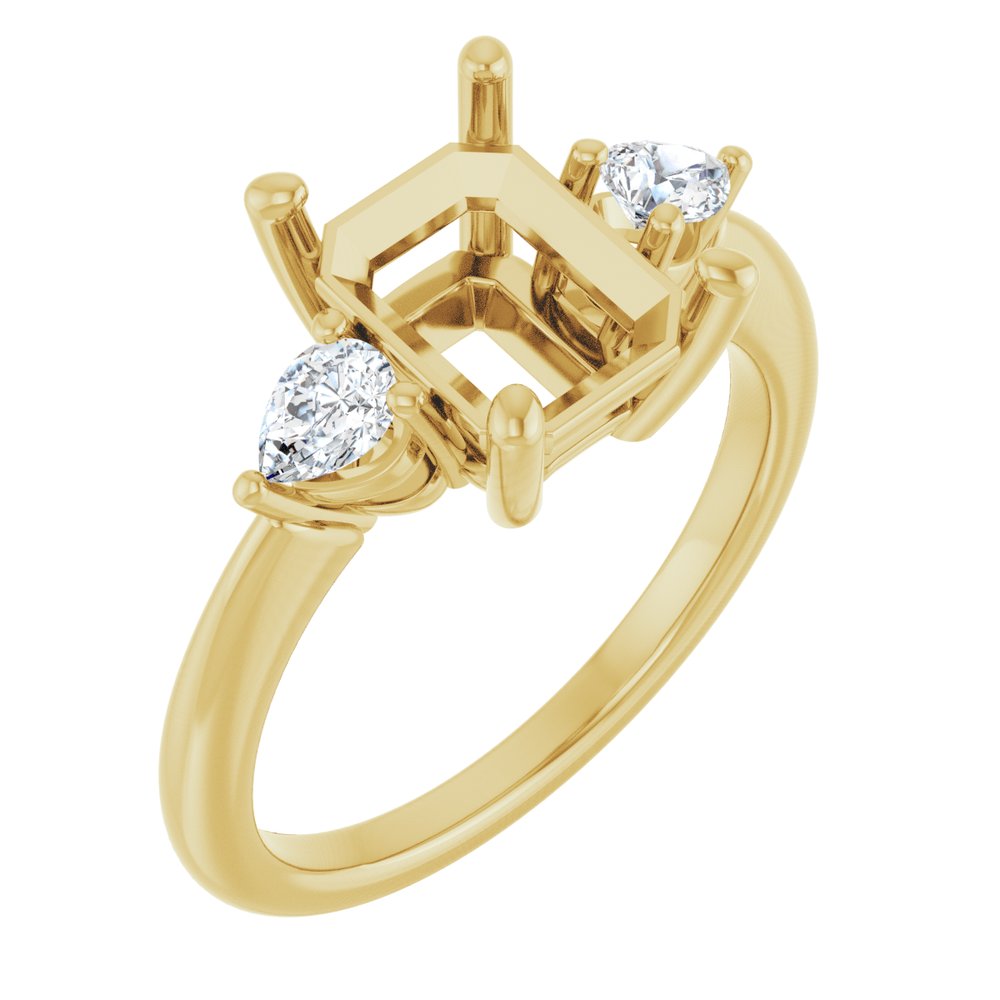 14K Yellow Gold 9 x 7 mm Emerald 1/4 CTW Natural Diamond Semi-Set Engagement Ring