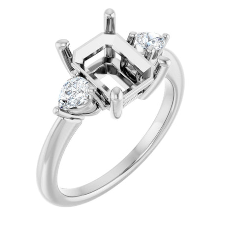 14K White Gold 9 x 7 mm Emerald 1/4 CTW Natural Diamond Semi-Set Engagement Ring