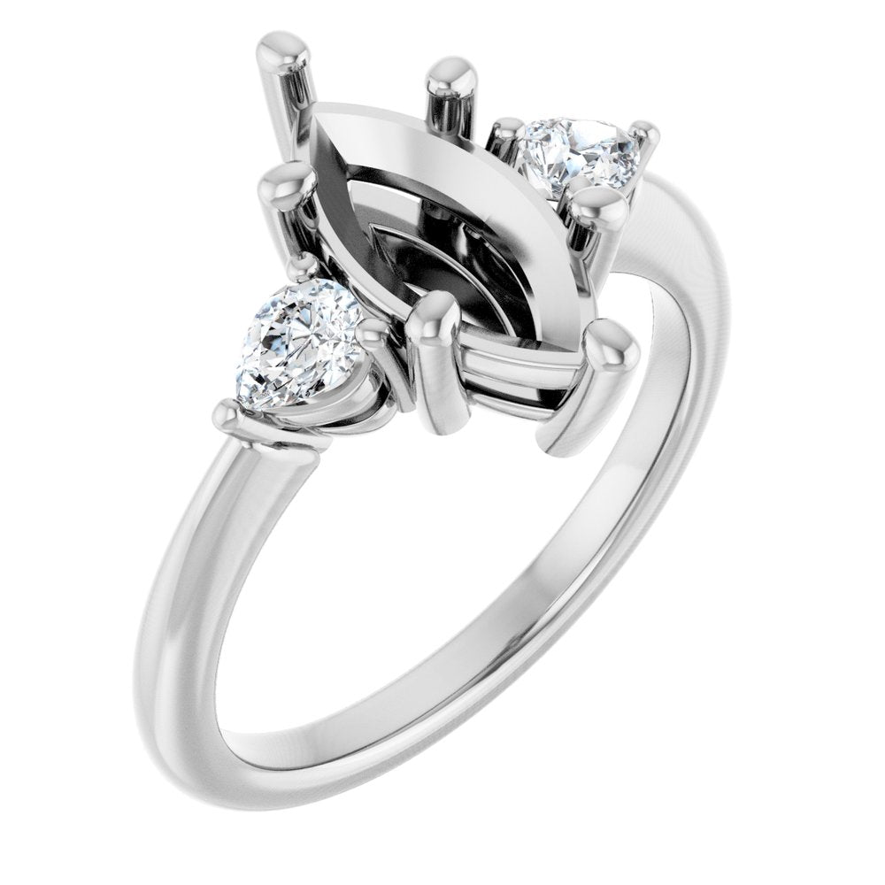 14K White Gold 12 x 6 mm Marquise 1/4 CTW Lab-Grown Diamond Semi-Set Engagement Ring