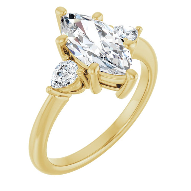 14K Yellow Gold 12 x 6 mm Marquise 1/4 CTW Lab-Grown Diamond Semi-Set Engagement Ring