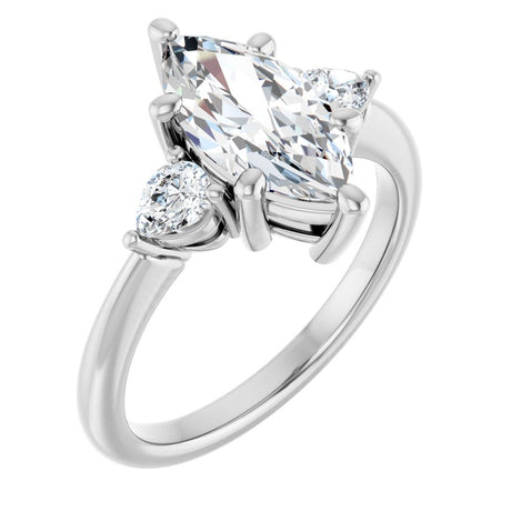 14K White Gold 12 x 6 mm Marquise 1/4 CTW Lab-Grown Diamond Semi-Set Engagement Ring