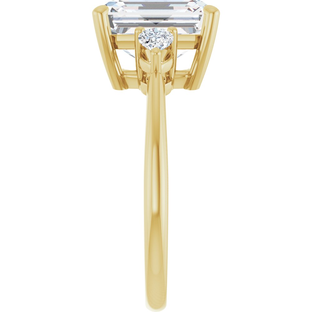 14K Yellow Gold 10 x 8 mm Emerald 1/4 CTW Lab-Grown Diamond Semi-Set Engagement Ring
