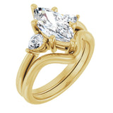 14K Yellow Gold 12 x 6 mm Marquise 1/4 CTW Lab-Grown Diamond Semi-Set Engagement Ring