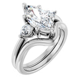 14K White Gold 12 x 6 mm Marquise 1/4 CTW Lab-Grown Diamond Semi-Set Engagement Ring