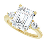 14K Yellow Gold 10 x 8 mm Emerald 1/4 CTW Lab-Grown Diamond Semi-Set Engagement Ring