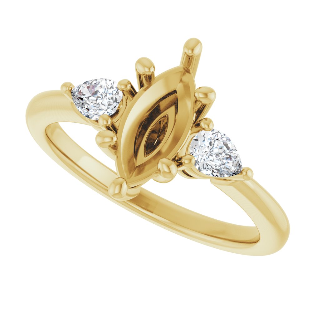 14K Yellow Gold 10 x 5 mm Marquise 1/4 CTW Lab-Grown Diamond Semi-Set Engagement Ring