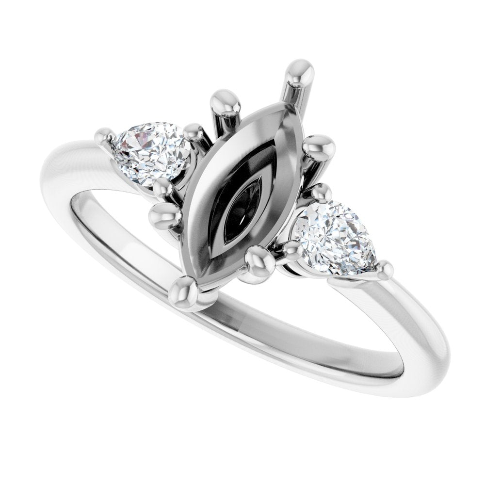 14K White Gold 10 x 5 mm Marquise 1/4 CTW Lab-Grown Diamond Semi-Set Engagement Ring