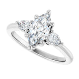 14K White Gold 10 x 5 mm Marquise 1/4 CTW Lab-Grown Diamond Semi-Set Engagement Ring