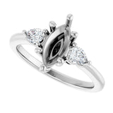 14K White Gold 10 x 5 mm Marquise 1/4 CTW Lab-Grown Diamond Semi-Set Engagement Ring