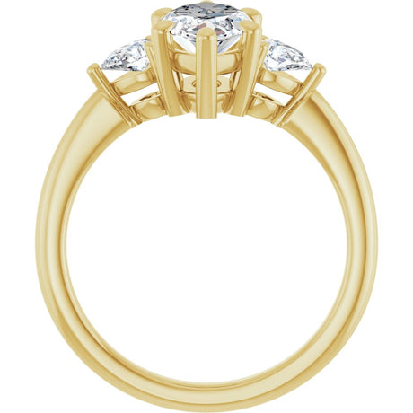 14K Yellow Gold 12 x 6 mm Marquise 1/4 CTW Lab-Grown Diamond Semi-Set Engagement Ring