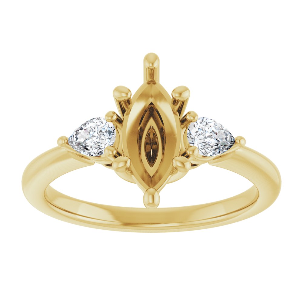 14K Yellow Gold 10 x 5 mm Marquise 1/4 CTW Lab-Grown Diamond Semi-Set Engagement Ring