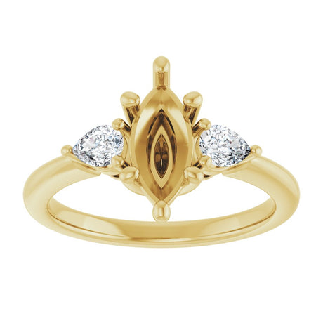 14K Yellow Gold 10 x 5 mm Marquise 1/4 CTW Lab-Grown Diamond Semi-Set Engagement Ring