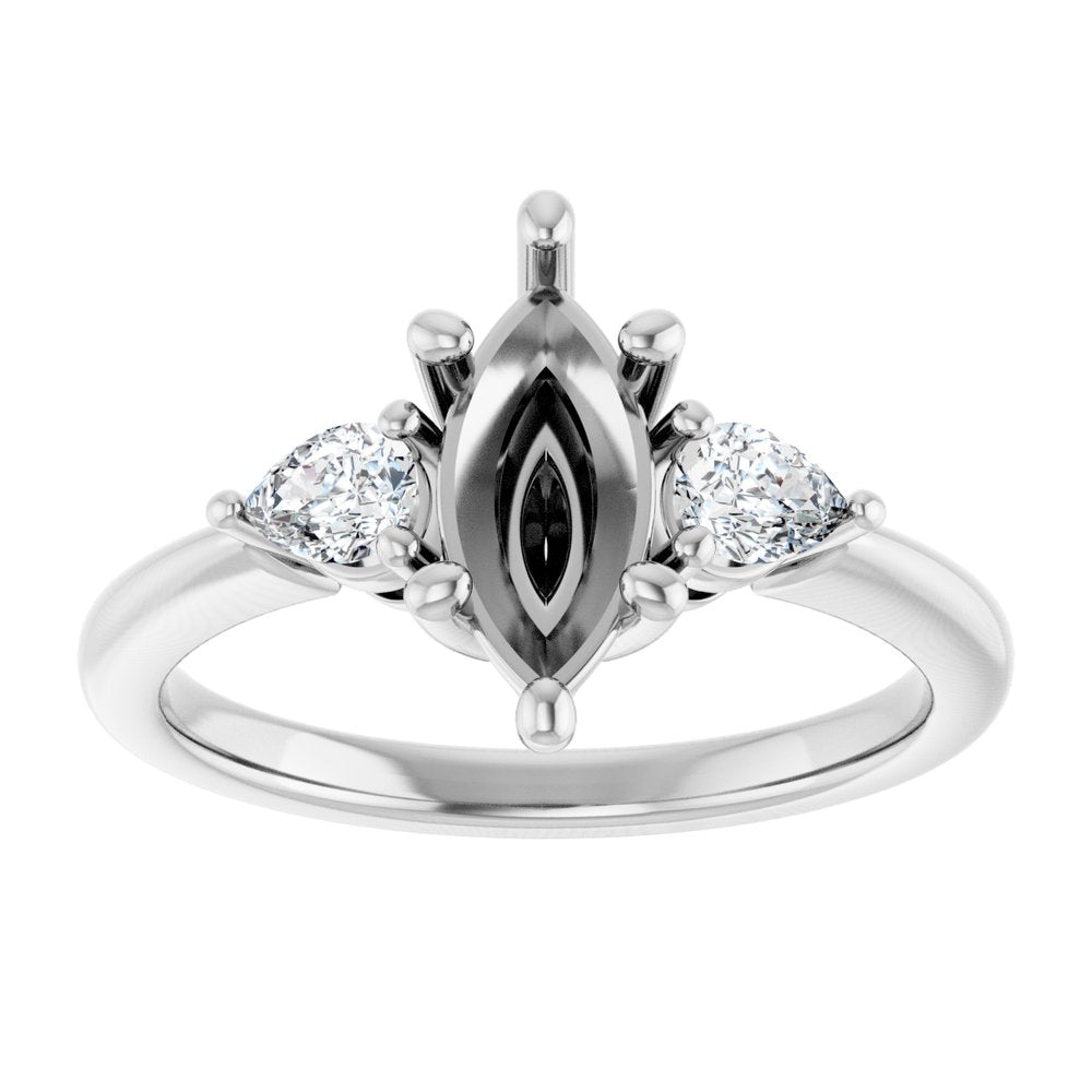 14K White Gold 10 x 5 mm Marquise 1/4 CTW Lab-Grown Diamond Semi-Set Engagement Ring